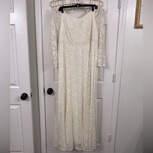 Torrid Cream Lace Long Sleeve Dress